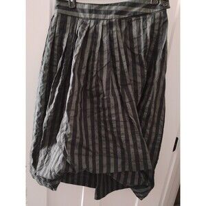 PAUW Amsterdam Skirt Pleated Bubble Hem US Sz 10 Gray Black Stripe Lagenlook